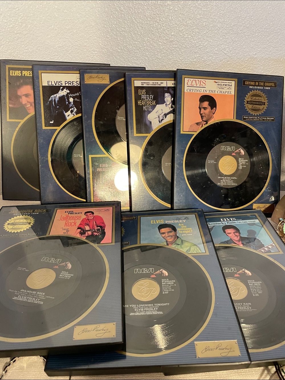 Elvis Presley Collectible Vinyl Display 8 Set - Black & Gold
